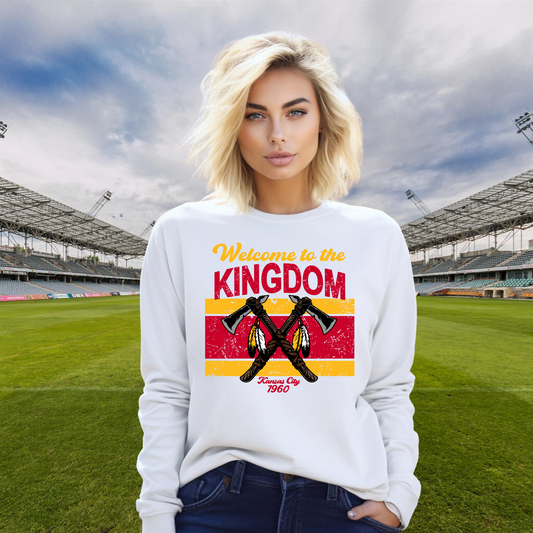 Welcome to the Kingdom T-Shirt | KC Graphic Tee | Cute Super Bowl Shirts for Her | Kansas City Football Sweatshirt | Plus Size Football Shirt