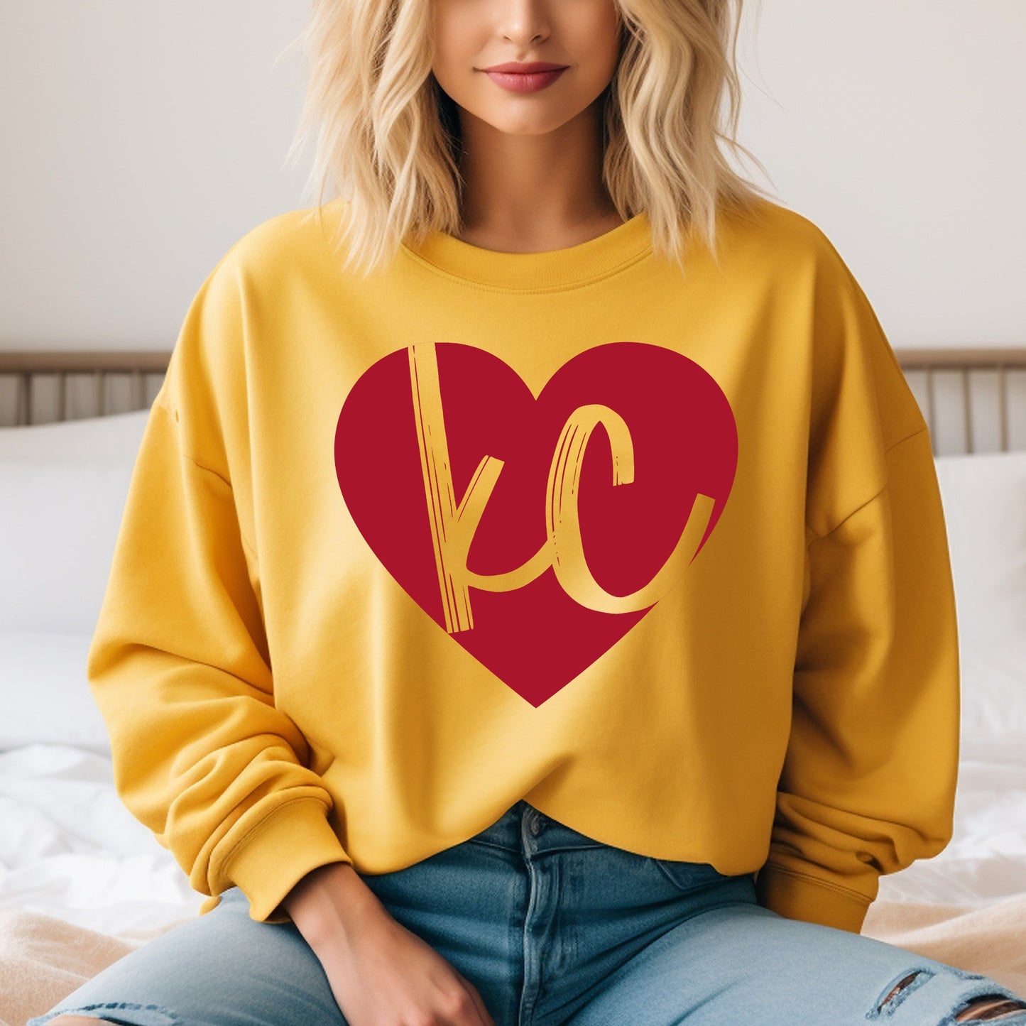 KC Heart Kansas City T-Shirt | Kansas City Shirt | KC Graphic Tee | Kansas City Sweatshirt | Cute Super Bowl Shirts for Her | Plus Size Football T-Shirts