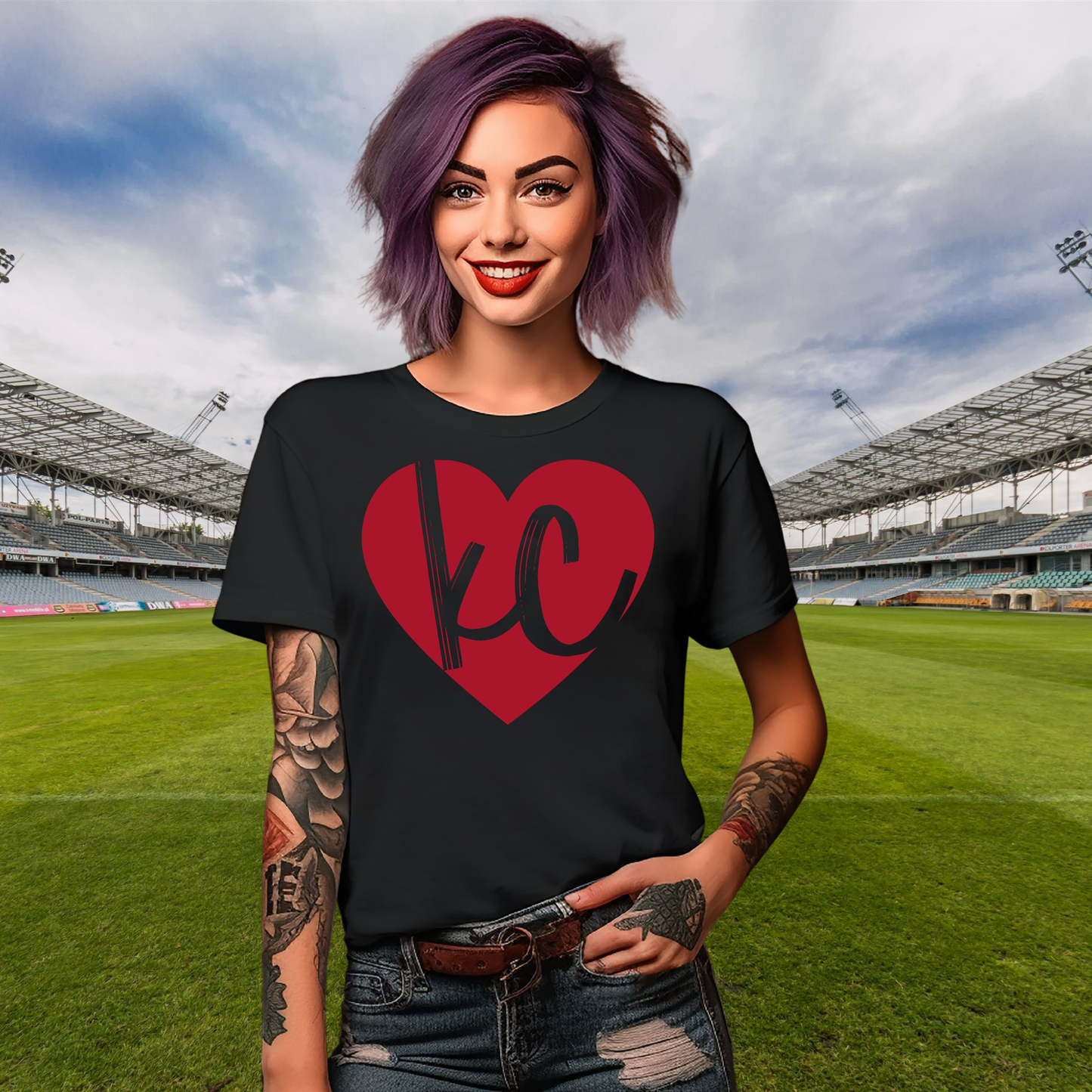 KC Heart Kansas City T-Shirt | Kansas City Shirt | KC Graphic Tee | Kansas City Sweatshirt | Cute Super Bowl Shirts for Her | Plus Size Football T-Shirts