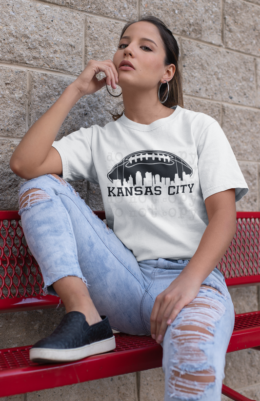 Kansas City Football Skyline | KC Graphic Tee | Kansas City Shirts for Him | Cute Super Bowl Shirts for Her | Plus Size Football T-Shirt