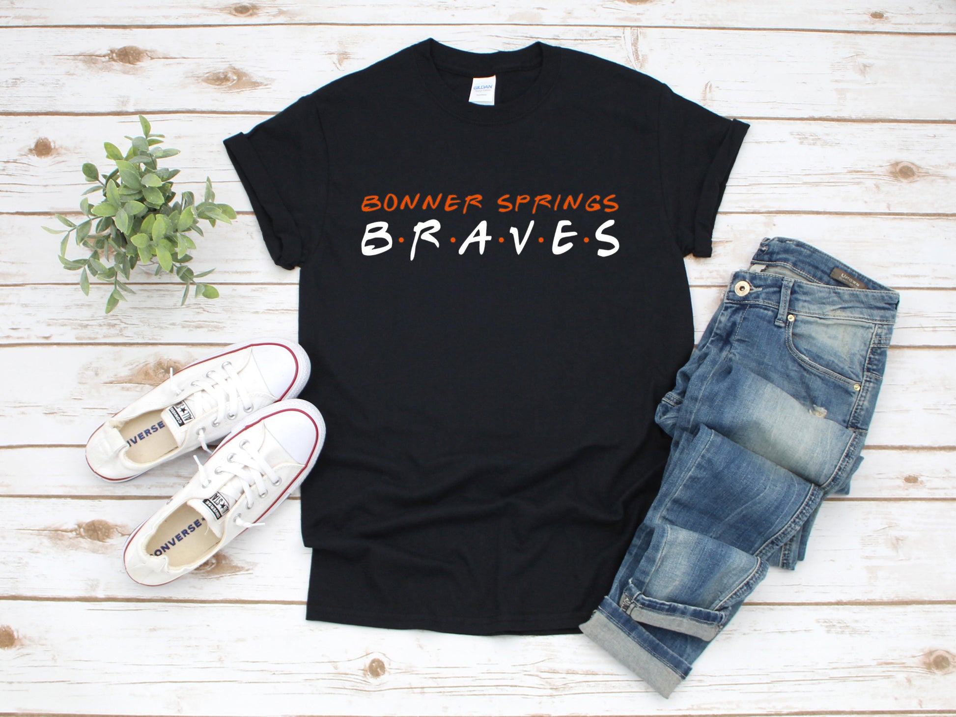 Our Ranch Life Designs Bonner Springs Braves Shirt | Braves T-shirts for Her | Graphic Tees | Braves T Shirts for Him | Bshs Braves Shirts Red / Adult XL