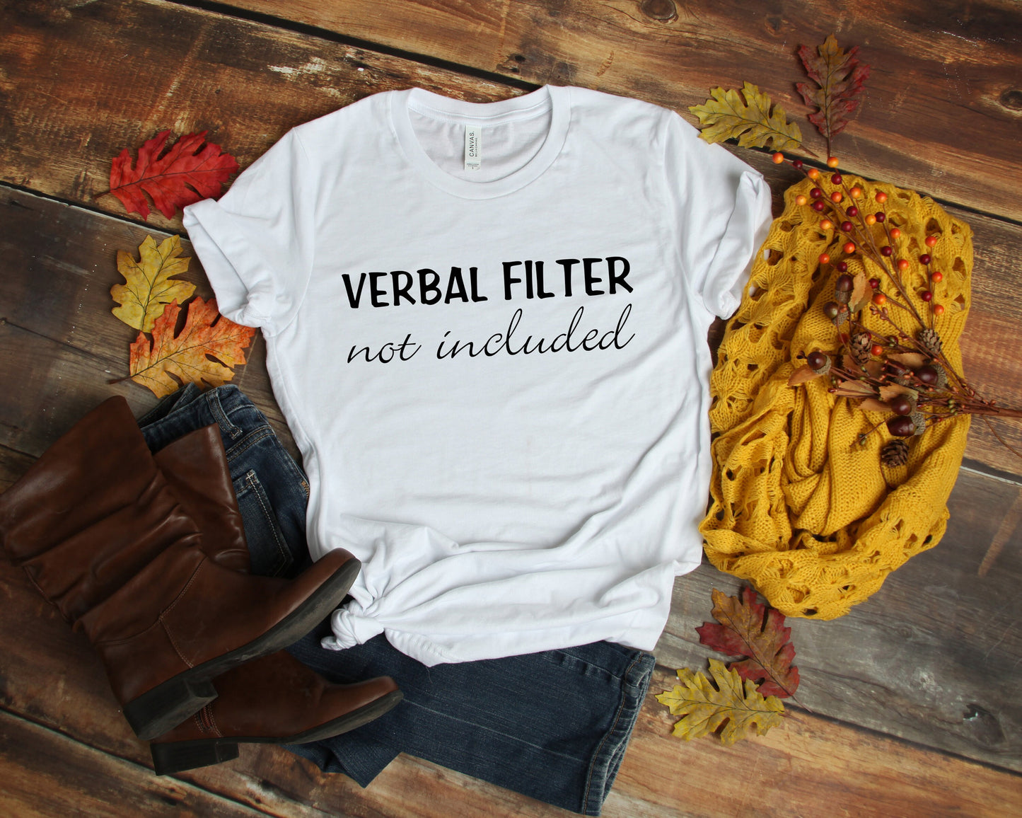 Verbal Filter Not Included Short Sleeve Shirt | Sarcastic Shirt for Him | Funny T-Shirt | Graphic Tee for Her | Funny Graphic T | Sarcastic TShirt